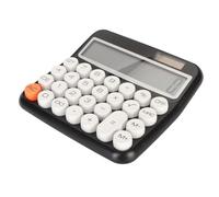 Keenso Calculadora de pantalla LCD de 12 dígitos con botón grande para oficina, escuela, diseño antideslizante, calculadora de botones redondos para uso en escritorio, ABS negro