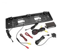 Keenso Cámara de Matrícula, Marco de Matrícula Europea, Cámara de 12 LED, Pantalla de Marcha Atrás, Sensor de Estacionamiento, Accesorios para Coche