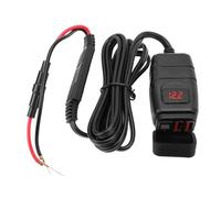 Keenso Cargador USB para Motocicleta, QC 3.0 de Doble Puerto de Carga Rápida con Voltímetro e Interruptor de Encendido y Apagado, para Teléfono Inteligente, Tableta, GPS, (Medidor de Voltaje Rojo)
