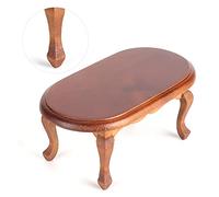 Keenso Casa de muñecas mini mueble de abedul en miniatura para casa de muñecas 9,4 x 5 x 4,2 cm mesa de café y té simple para la decoración de la casa, exposición, coleccionistas de escenas (nuez)