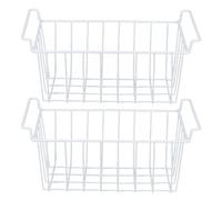 Keenso Cestas para Frigorífico y Congelador, Organizador de Almacenamiento Inteligente, Paquete de 2 Contenedores de Alambre con Asas para Baño (Largo 48,5 cm x ancho 24,5 cm x alto 20 cm)