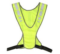 Keenso Chaleco Reflectante para Correr, Alta Visibilidad Chaleco Reflectante de Seguridad Ajustable Chaleco Reflectante Deportivo Amarillo Fluorescente con Bolsillos para Ciclismo Nocturno