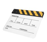 Keenso Claqueta de Director Acrílico Orgánico Claqueta de Sonido Claro para Estudio de Fotografía Fabricación de Vídeo Tablero Blanco de Rayas Coloridas de 30x25 Cm (Pizarra Blanca con Rayas