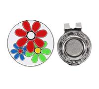 Keenso Clip para Sombrero de Golf, Clip de Sombrero magnético extraíble para Marcador de Pelotas de Golf con Revestimiento de Oro metálico,Abrazadera de Tapa compacta, Tres flores, 9*5*2cm