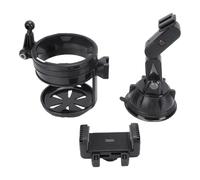 Keenso Combo de Teléfono y Portavasos para Automóvil, Soporte Giratorio 360 con Nano Ventosa para Teléfono con Juntas Mecánicas y Brazo Retráctil, para Teléfonos Inteligentes (Varilla Corta - Gris)