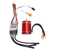 Keenso Combo ESC de Motor sin Escobillas, Motor sin Sensores de 3400 KV con ESC Impermeable de 75 A, Aletas de Enfriamiento de Aluminio CNC, Potencia de 2 A 3 S para 1 10 1 8 RC Car Boat Drift Road