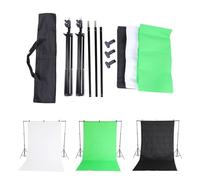 Keenso Conjunto de Fondo Chromakey Premium de 2x2m, Soporte Estable para Fotografía de Estudio, Fondo Blanco/Negro/Verde