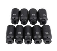 Keenso Conjunto de Zócalo de Impacto de Accionamiento de 9 Pcs, 1/2 "pulgada del Eje de Transmisión del Eje de la Tuerca Hexadecería Hexadecimal de 29 Mm - 38 Mm
