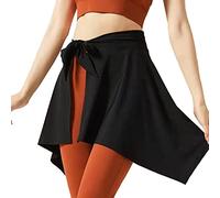 Keenso Cubierta de Falda Deportiva, Falda de Amarre de Yoga Absorbente Suave de una Pieza de Fibra de Poliéster para Tenis de Fitness (Black)