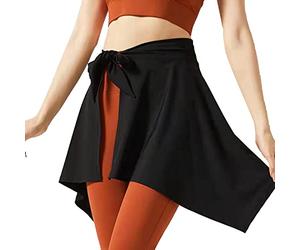 Keenso Cubierta de Falda Deportiva, Falda de Amarre de Yoga Absorbente Suave de una Pieza de Fibra de Poliéster para Tenis de Fitness (Black)