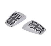 Keenso Cubiertas de Limpiaparabrisas, Embellecedor de la Cubierta de la Boquilla Rociadora del Limpiaparabrisas Delantero, Diseño Union Jack de Acero Inoxidable 304 con Instalación No