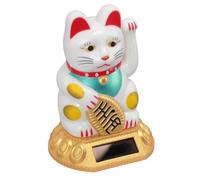 Keenso Decoración de Luz Solar de Gato de la Suerte Chino, Brazo Ondeante para el Hogar, Oficina, Coche, Figura de Plástico que Trae Buena Suerte (WHITE)