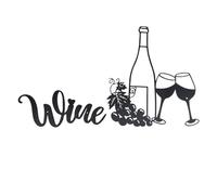 Keenso Decoración moderna e innovadora de metal para pared de vino, elegante decoración de pared con temática de cocina, color negro, decoración artística de hierro premium para sala de estar