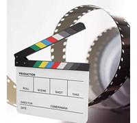 Keenso Director Clapboard Sleek Surface TV Movie Action Board para Cosplay, Negro/Amarillo/Blanco, 11,8 X 9,8 X 0,7 Pulgadas (Pizarra Blanca de Color PAV1CWE3)