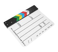 Keenso Director Profesional Claqueta de Película Madera Colorida Cámara con Imán Incorporado Herramienta de Fotografía para Edición Pizarra Blanca con Rayas Coloridas de 30x25 Cm (Pizarra con Tiras