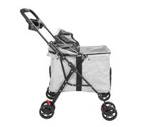 Keenso Diseño de Malla Transpirable, Mecanismo de Plegado Fácil, Cochecito para Mascotas Estable y ágil con Práctico Parasol para Perros Medianos y Grandes, Carrito de Paseo Plegable, Cabina
