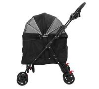 Keenso Diseño de Malla Transpirable, Mecanismo de Plegado Fácil, Cochecito para Mascotas Estable y ágil con Práctico Parasol para Perros Medianos y Grandes, Carrito de Paseo Plegable, Cabina