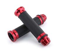 Keenso Empuñaduras de Manillar de Motocicleta de 7/8 ", Empuñaduras de Goma de Aluminio CNC, Manillar Antideslizante Universal Empuñaduras Manillar de Goma de Gel para Manillar Bicicleta (Rojo)