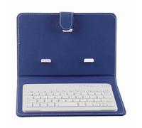 Keenso Estuche de Teclado Inalámbrico Universal para Teléfonos iOS/, Exterior Protector de Cuero PU Premium, Soporte Incorporado para Escribir/Ver Películas (Blue)