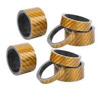Keenso Frente de fibra de carbono para horquilla de bicicleta, 2 juegos de 5/10/15/20 mm, horquilla delantera espaciadora de vástago para bicicleta (dorado)