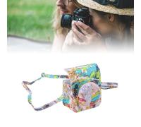 Keenso Funda de Cámara de Cuero PU con Estampado en Color y Diseño Abatible para Mini 12, Correa de Hombro Ajustable para un Uso Conveniente (Pintura Abstracta)