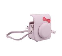 Keenso Funda Protectora para Cámara Mini 12, Diseño de Pajarita, Bolso de Cuero PU con Correa Ajustable para el Hombro (Pink)