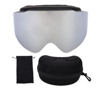 Keenso Gafas de esquí para Adultos, Gafas de Snowboard Antivaho de Doble Lente, con Diadema Elástica Ajustable, para esquí, Snowboard y Montañismo (plata pintada de negro)