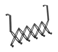 Keenso Ganchos Expandibles para Puerta de Acero Inoxidable, 6 Perchas, Estante de Almacenamiento Liviano para Armario de Dormitorio, sin Necesidad de Taladrar, para Abrigos, Chaquetas, Bolsos, (BLACK)