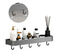 Keenso Gray Space - Estante de baño de aluminio montado en la pared, diseño hueco, gran capacidad, 30 cm (capa individual con gancho)