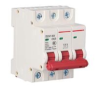 Keenso Interruptor de Alimentación en Miniatura Din Rail Mount PC Cubierta de Aire Doméstico AC 400 V 3P DZ47-63 con una Instalación Cómoda (63A)
