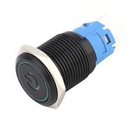 Keenso Interruptor de Botón de Metal con Bloqueo Automático - Diseño Impermeable con Clasificación IP65 con Lámpara LED - 2 Piezas para Uso Industrial - Acero Inoxidable 16 Mm (12 VCC)