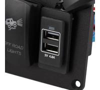 Keenso Interruptor de Luz Dual, Material ABS Impermeable, 3 Interruptores para Luces LED, Panel de Carga para Automóvil de 3.4A para Automóviles y Vehículos Todoterreno