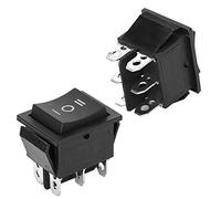 Keenso Interruptores de balancín pulsador de plástico resistente de 6 pines para interruptor para electrodomésticos KCD4, paquete de 10