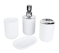 Keenso Juego de Accesorios de Baño de 4 Piezas que Incluye Botella de Loción de Plástico, Vaso de Almacenamiento, Vaso para Lavavajillas y cuenco. (WHITE)
