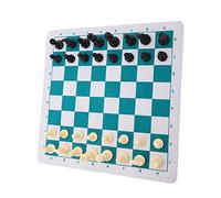 Keenso Juego de Ajedrez Juego de Ajedrez de Viaje Portátil con Tablero de Cuero de PU y Piezas de Plástico Superficie de Alfombrilla de Ratón de 35 X 35 Cm para Adultos, Niños, Fiestas Familiares y