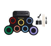 Keenso Juego de Batería Eléctrica, Kit de Práctica de Batería Enrollable con Altavoz Estéreo Incorporado, 7 Almohadillas, Diseño Recargable, Aprendizaje Musical y Juego Al Aire Libre