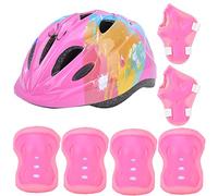 Keenso Juego de Equipo de Protección para Niños con Casco Protector y Almohadillas, 7 Piezas, Forro de Algodón con Absorción de Impactos, Protección para Rodilla, , Muñeca para Patinar, Andar en