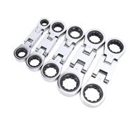 Keenso Juego de Llaves Cortas, Cabezal Flexible de Extremo de Doble Caja Métrico de 8 Mm a 19 Mm con Cabezal Giratorio de 180 Grados para Reparación de Motocicletas Automotrices