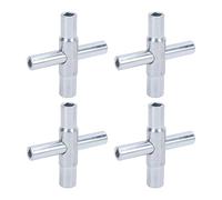 Keenso Juego de Llaves de Agua de 4 Vías, Llave Resistente y Duradera para Grifos y Válvulas Exteriores en Plata Galvanizada, 4 Piezas
