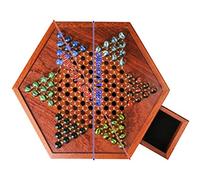 Keenso Juego de Mesa de Damas Chinas, Juego de Estrategia de Mármol de Madera, Tablero Hexagonal de 32 Cm, de 2 a 6 Jugadores, Diversión de Mesa de Viaje Familiar para Niños, Adultos, para e