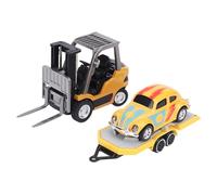 Keenso Juego de Remolque de Carretilla Elevadora RC, Carretilla Elevadora con Control Remoto a Escala 1/64, Mini Vehículo de Construcción RC de Aleación de 2,4 GHz, Juguete con Remolque, (Tierra