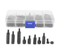 Keenso Kit de Construcción de Tuerca Hexagonal M2.5 de Nailon de Primera Calidad y Tornillo Cruzado Redondo Completo para Proyectos de Bricolaje y Robótica, 140 Piezas en Negro/blanco (Tornillos de