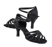 Keenso Latino Zapatos de Baile Performance Zapatos de Baile Social Antideslizantes cómodos y Resistentes al Desgaste Zapatos Latinos Sandalias de tacón Alto Mujer(36-Negro)