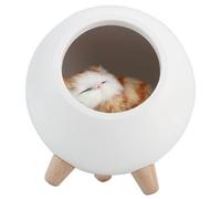 Keenso Lindo Gato Noche Luz Dormitorio Iluminación Atmósfera Lámpara con Función Regulable Blanco Rosa Verde (WHITE)