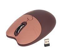 Keenso Lindo Ratón Inalámbrico de Gato, Ratón Silencioso Inalámbrico de 2.4GHz 3 dpi Ajustable para Cuaderno, PC, Computadora Portátil (Café)