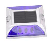 Keenso Luces Solares para Entrada, Luz LED IP68 de Aluminio Fundido con Tiempo de Ejecución de 72H, Marcador de Presión de 10 Toneladas para Camino de Jardín en Carretera (BLUE)