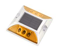 Keenso Luces Solares para Entrada, Luz LED IP68 de Aluminio Fundido con Tiempo de Ejecución de 72H, Marcador de Presión de 10 Toneladas para Camino de Jardín en Carretera (YELLOW)