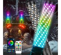 Keenso Luz de Látigo LED RGB, 2 Piezas de Luces LED de 12 a 24 V para Control Remoto de Aplicación de Automóvil, 366 Modos, Antena de Persecución, Accesorios de Lado a Lado para UTV, (1FT)
