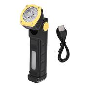 Keenso Luz de Trabajo LED Recargable, Linterna Magnética con Luz Principal Giratoria de 90° y Pantalla Digital con Clip para Bolígrafo y Gancho para Reparación de Automóviles de Camping (YELLOW)