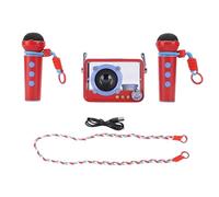 Keenso Máquina de Karaoke, Altavoz Bluetooth con 2 Micrófonos Inalámbricos Diseño Liviano y Correa para Colgar para Aventuras Al Aire Fiesta en Casa (Blue)